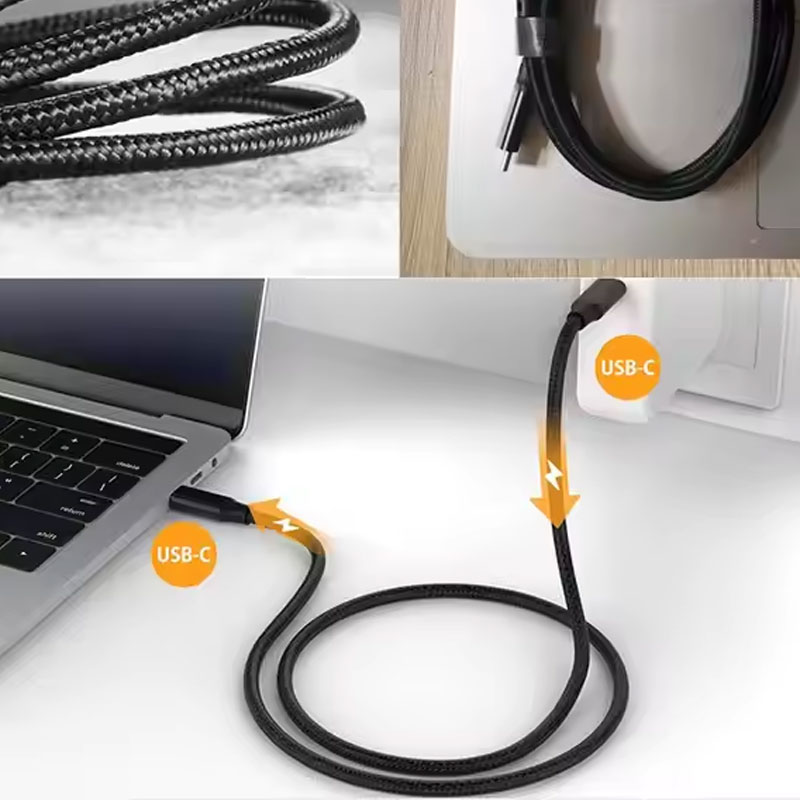 1.2M 100W 20V Fast 5A Flexible Nylon Braided USB3.2 Type-C Data Cables for Android iOS Computer HD9024