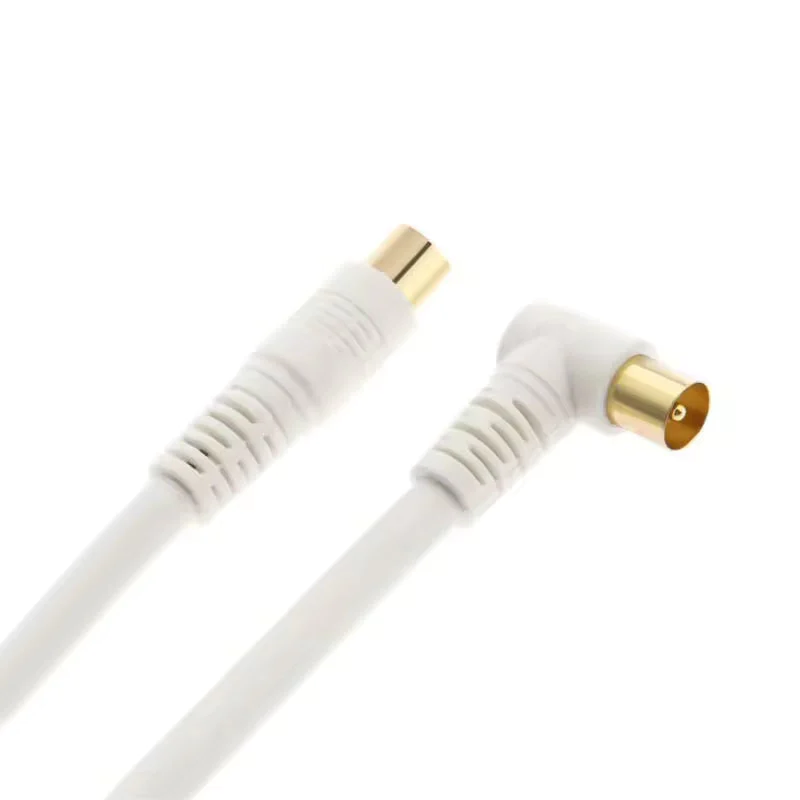 9.5mm White 90 Degrees Male To F Type Male Coaxial TV Satellite Antenna Cable HD108