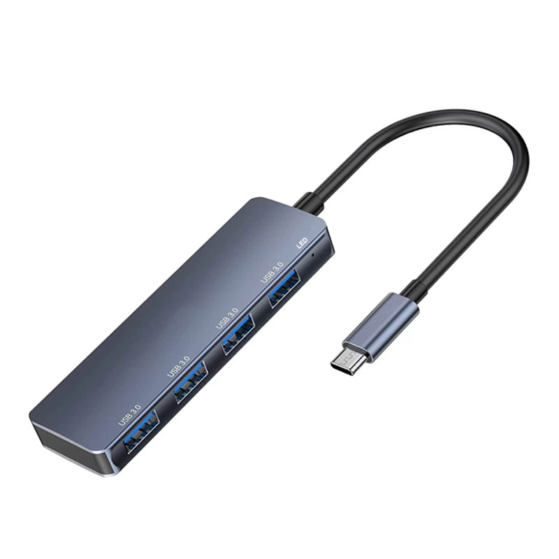 4 In 1 4 Ports Hub Type-C3.1 To USB3.0 Adapter Aluminium Alloy HD9012